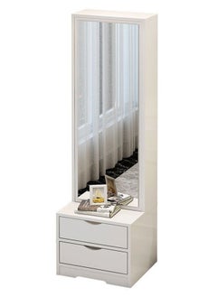 fashionhome Multifunction Dressing Mirror and 2 Drawers Modern Full Length Standing Mirror Cabinet with 2 Spacious Storage Drawers Freestanding Bedroom Organizer with Glossy White Finish Space Saving Wardrobe Mirror Unit for Dressing Makeup & Daily Essentials Storage Table 30x34x162cm  - Image 5