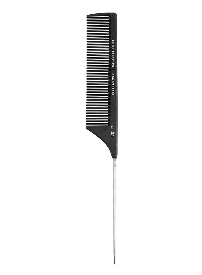 Cricket C50M Professional Hair Stylist Carbon Fine Tooth Metal Rattail Comb Anti-Static Heat Resistant Pin Tail Style Combs for Styling Teasing Parting Sectioning Hair Coloring Lifting - Image 1