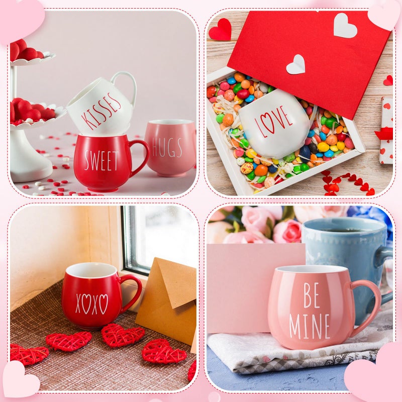Layhit 6 Pcs Valentine Coffee Mugs 12 oz Valentine Ceramic Mugs Bulk Cute Couple Cups Set for Anniversary Wedding Engagement Birthday Couple Gifts Mom Girlfriend - Image 5