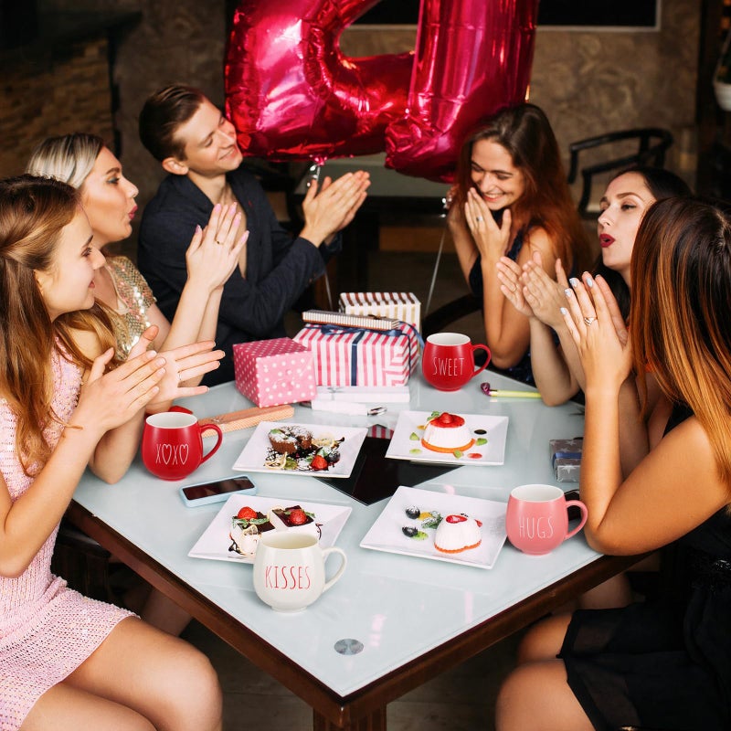 Layhit 6 Pcs Valentine Coffee Mugs 12 oz Valentine Ceramic Mugs Bulk Cute Couple Cups Set for Anniversary Wedding Engagement Birthday Couple Gifts Mom Girlfriend - Image 4