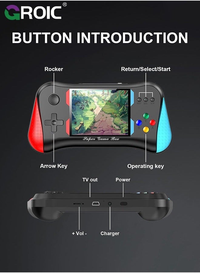 GROIC Black Handheld Game Console, 3.5 Inch Screen, Mini Games Console with 500 Classical Portable Video Consoles, Gaming Support for Connecting TV & Two Players  - Image 3