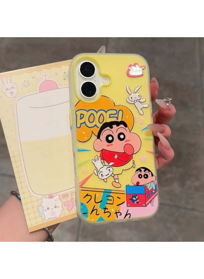 NIBEMINENT Graffiti Crayon Shin Chan Protective TPU Case Cover For iPhone 16 Pro Max, Yellow