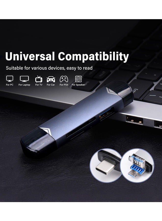 SD Card Reader USB3.0, USB C 6 in 1 OTG Memory Adapter Compatible, High Speed TF Memory Card Reader Supports SD/MicroSD/SDXC/MMC etc, Compatible with MacBook iPad Pro, Android Phone, Laptop etc  - Image 5