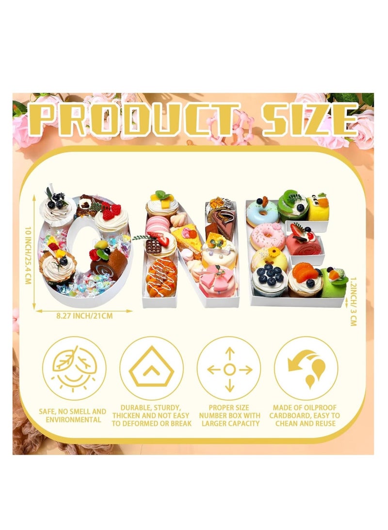 Zikra 3 قطع صينية حروف تشاركوتيري لحفلة استقبال المولود، رقم من الكرتون قابل للتعبئة، حرف من الكرتون لتشاركوتيري، صندوق حرف تشاركوتيري، صينية شكل حرف، صندوق هدايا فارغ قابل للتعبئة للحفلة - Image 4