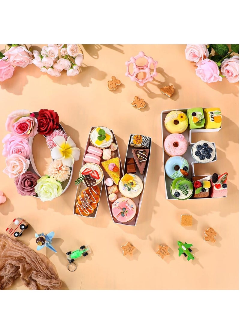 Zikra 3 قطع صينية حروف تشاركوتيري لحفلة استقبال المولود، رقم من الكرتون قابل للتعبئة، حرف من الكرتون لتشاركوتيري، صندوق حرف تشاركوتيري، صينية شكل حرف، صندوق هدايا فارغ قابل للتعبئة للحفلة - Image 2