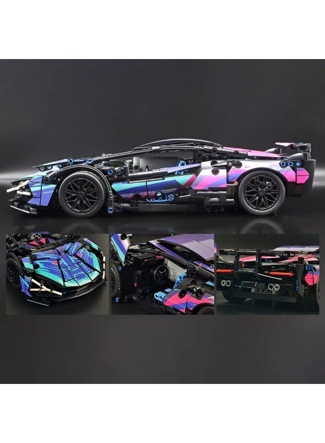 1280+PCS High-Tech Super Sports Car 1:14 Scale, 1280+Piece ABS Building Block Sports Car, Advanced Cool Tech Racing Car Model Blocks, Adult Technology 1:14 DIY Super Sports Car Building Block Puzzle Toy, Gift for Children and Adults - Image 5