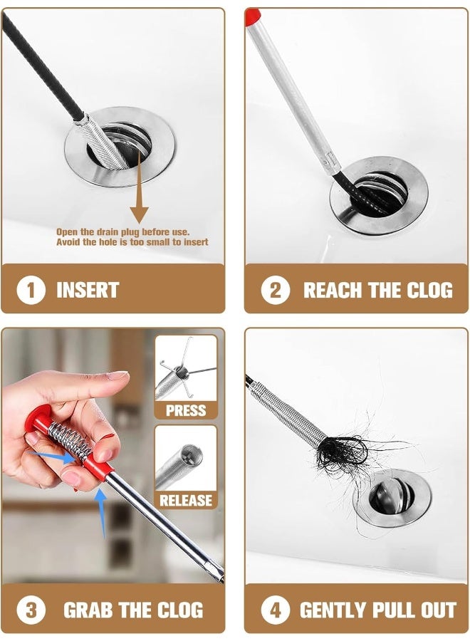 MOMENT 1.6M Tools Drain Hose Cleaner Sticks, Cleaner Bendable Hook Clip, Plumbing Drain Snake Hair Clog Remover Catcher Sink Cleaner Home Improvement Tools - Image 3