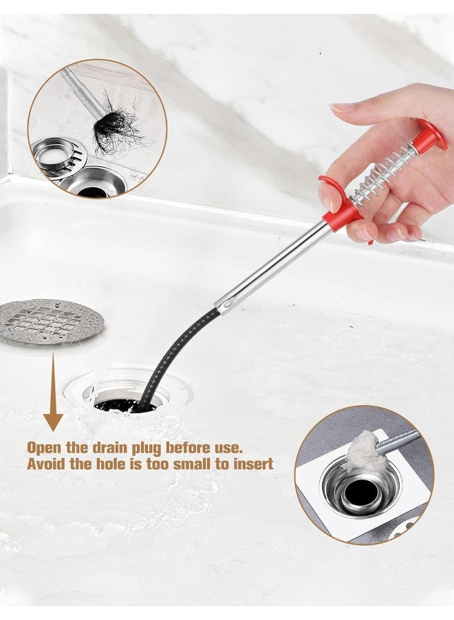 MOMENT 1.6M Tools Drain Hose Cleaner Sticks, Cleaner Bendable Hook Clip, Plumbing Drain Snake Hair Clog Remover Catcher Sink Cleaner Home Improvement Tools - Image 2