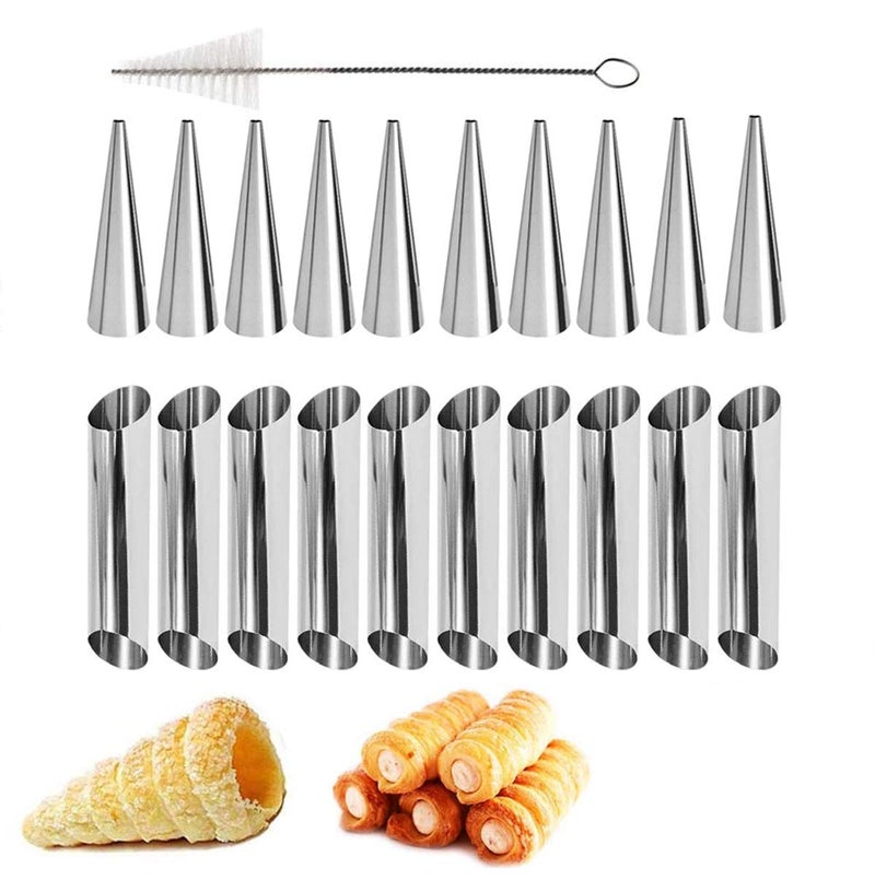 Stainless Steel Cream Horn Molds  21 Pcs Cannoli Form Tubes  Conical Mold