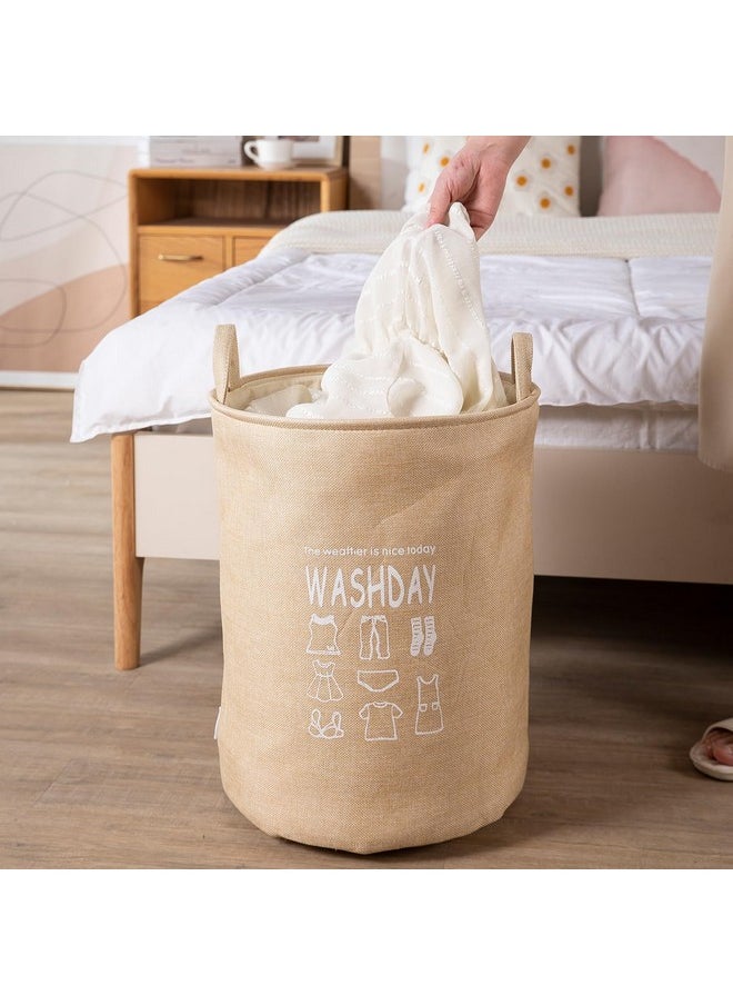 HOKIPO HOKIPO Folding Laundry Basket for Clothes, Round Collapsible Storage Basket - 43 LTR, Beige (AR2650)(Jute)  - Image 4