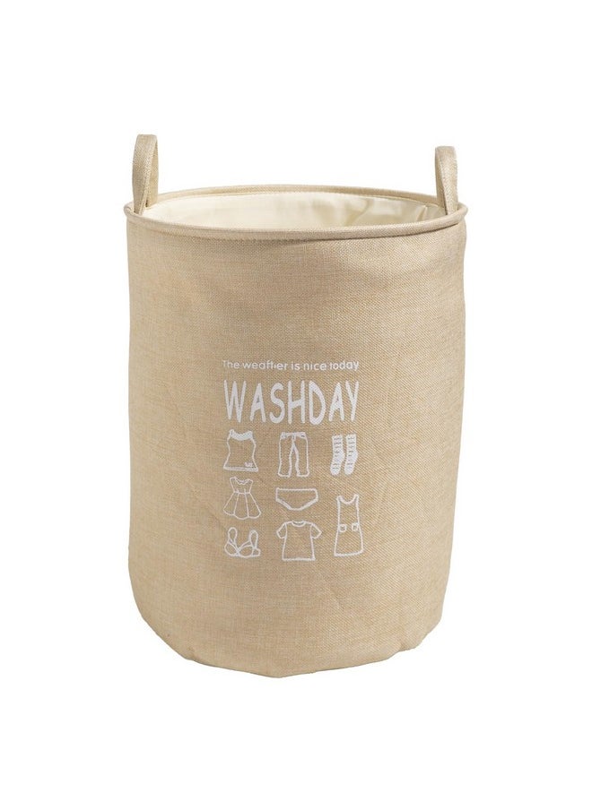 HOKIPO HOKIPO Folding Laundry Basket for Clothes, Round Collapsible Storage Basket - 43 LTR, Beige (AR2650)(Jute)  - Image 1