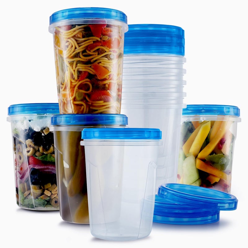 Tafura 10 Pack Leakproof Freezer Containers for Food with Twist Top Lids - 32 Oz BPA Free Reusable Plastic Soup Containers with Screw On Lids - Ideal for Meal Prep, Leftovers & Pantry Organization - Image 1