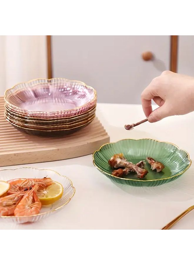 Green 8pcs Plastic Gold Edge Plate Set For Fruit Dessert Breakfast - Image 5