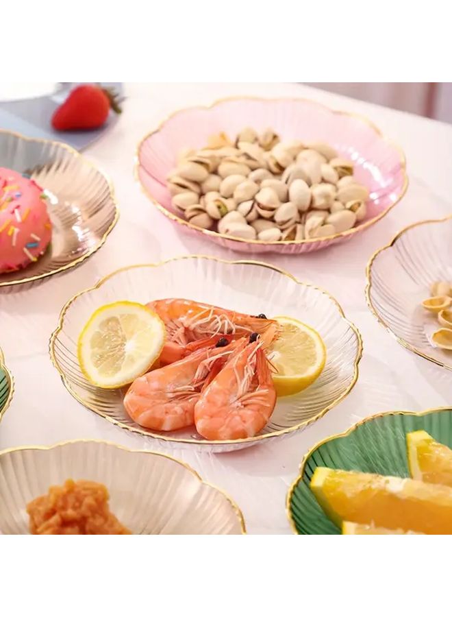 Green 8pcs Plastic Gold Edge Plate Set For Fruit Dessert Breakfast - Image 2