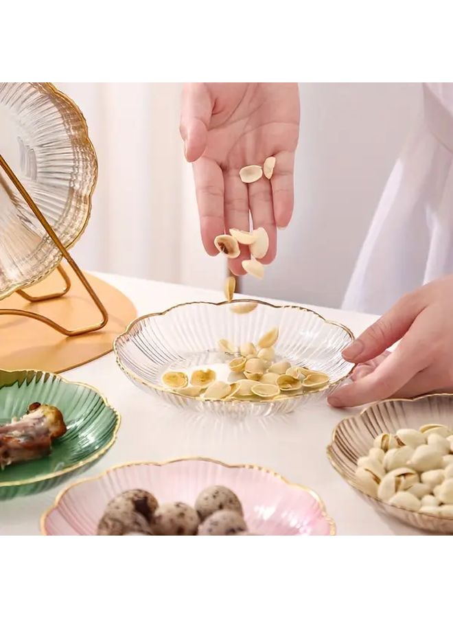 Green 8pcs Plastic Gold Edge Plate Set For Fruit Dessert Breakfast - Image 4