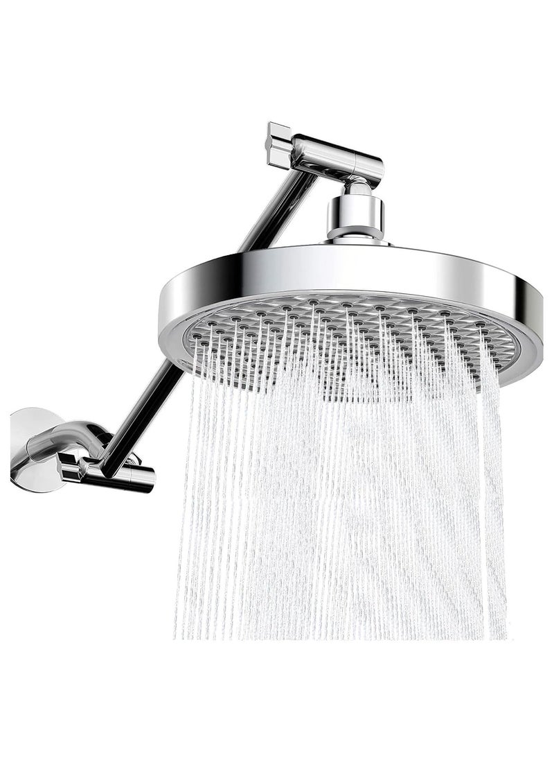 Generic - 6 Inch Rain Shower Head, High Pressure Rainfall Shower Head with Chrome Finish, Adjustable Replacement for Your Bathroom Shower Heads, Anti-Clogging Silicone Nozzles - Image 1