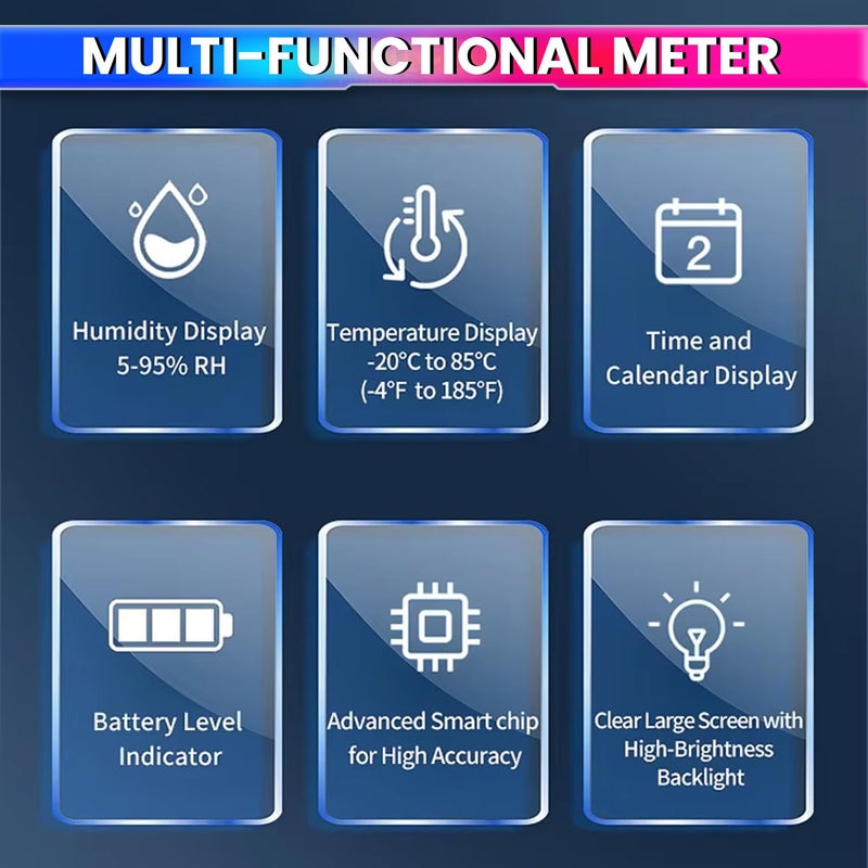 amiciSense مقياس الرطوبة ودرجة الحرارة الرقمي، AS-55 محطة مراقبة الطقس لدرجة الحرارة والرطوبة مع ساعة وشاشة LCD مع إضاءة خلفية، بلاستيك، عبوة من 1 - Image 3