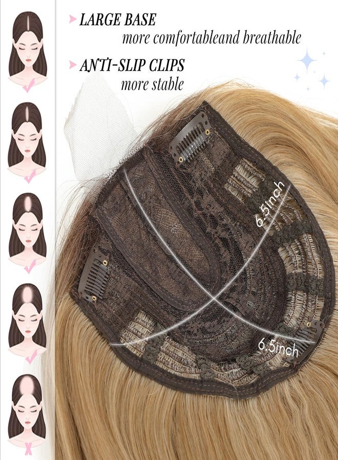 Molefi Hair Toppers for Women with Thinning Hair,18 Inch Long Layered Topper,Synthetic Wiglets Pieces For Women 6.5"x6.5"Large Base for Daily Use (Ombre Brown Blonde) - Image 4