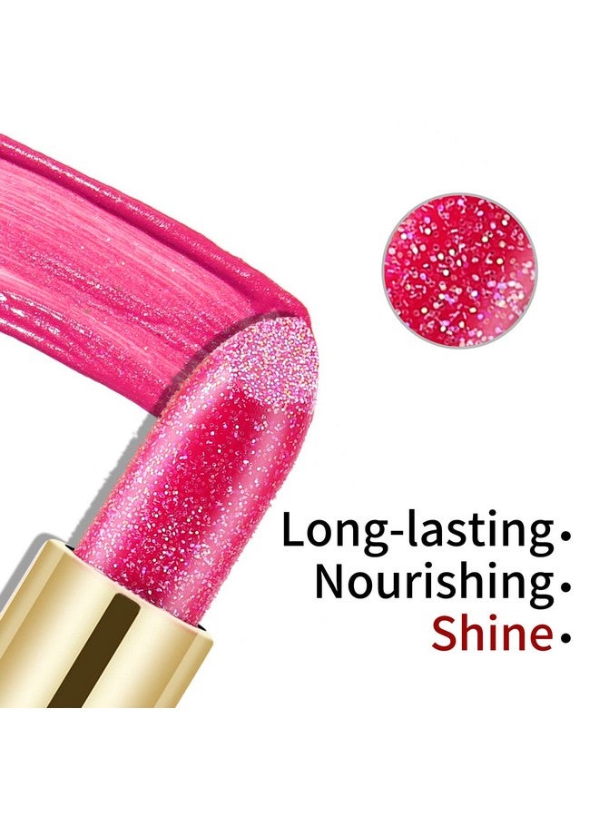 Boobeen Glitter Lipstick Hydrating Lip Balm Sparkling Shine Lip Color Nonstick Highly Pigmented Formula Gives Metallic Finish Lip Makeup For Women And Girls (Sparkling 4) - Image 5