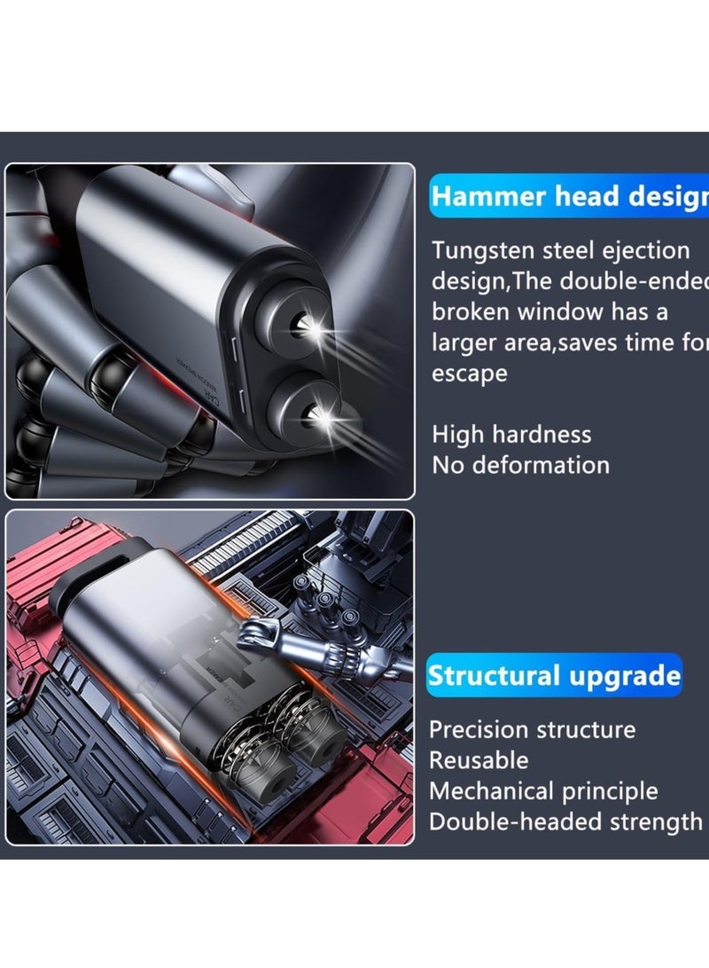 أداة طوارئ مدمجة للهروب من السيارة مع رأس مطرقة مزدوج، 2 في 1 لكسر الزجاج وقاطع حزام الأمان للإنقاذ الآمن على اليابسة وتحت الماء - Image 5