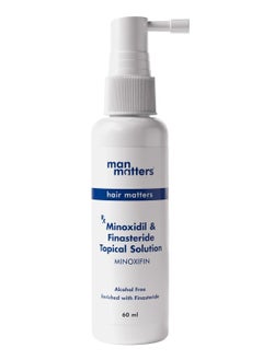 Man Matters Minoxidil 5% with Finasteride Solution Serum I Prevent Hair Loss, Thinning I Revitalise Hair and Beard Regrowth , Non-Sticky, Unscented I Extra Strength, 60ml  - Image 1