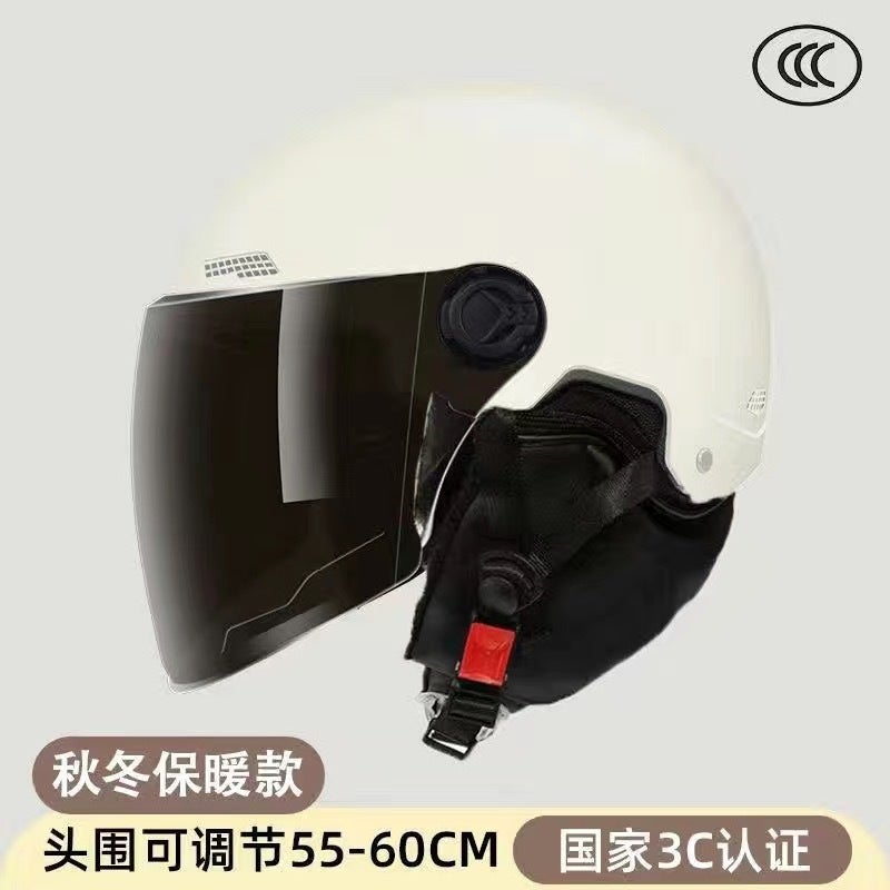 Generic 3C Certified Winter Helmet with Ear Protection White Brown long mirror