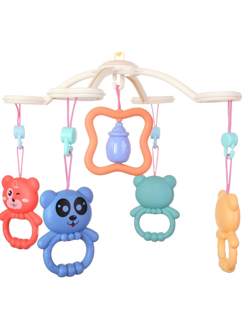 Generic Happy Bed Bell musical toy crib with remote control - soothing & fun for babies Red Owl Design with Clamp Arm, Hanging Animal Charms & Play Rings - Image 4