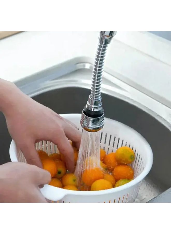 Long Silvery 360 Rotating Faucet Extender Dual Spray Modes Splash Proof ABS Tool Free Installation - Image 4