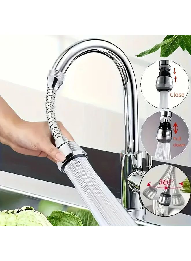 Long Silvery 360 Rotating Faucet Extender Dual Spray Modes Splash Proof ABS Tool Free Installation - Image 3