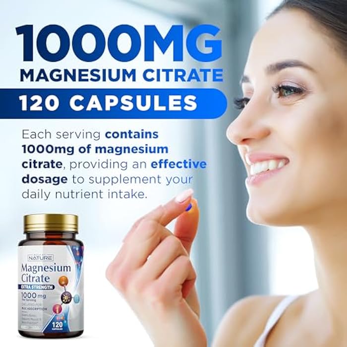 Built By Nature Magnesium Citrate 1000mg - Max Absorption & High Potency Magnesium Complex Supplement for Heart, Muscle, Nerve, Bone Health & Stress Relief - Non-GMO, Gluten-Free - 120 Vegan Capsules - Image 3