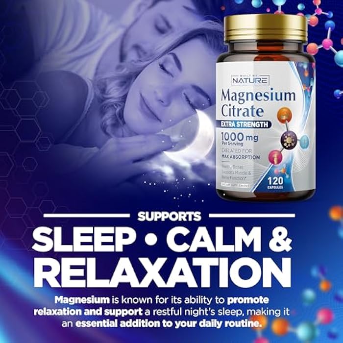 Built By Nature Magnesium Citrate 1000mg - Max Absorption & High Potency Magnesium Complex Supplement for Heart, Muscle, Nerve, Bone Health & Stress Relief - Non-GMO, Gluten-Free - 120 Vegan Capsules - Image 5