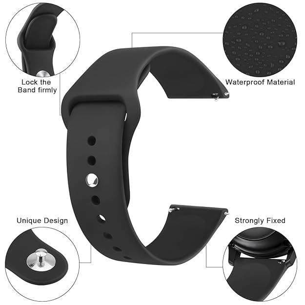 FCS Silicon 22mm Watch Strap For Fossil Gen 5 Julianna (Black) - Image 2