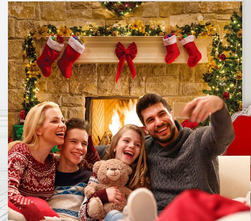 SJOLOON 8x6ft Christmas Photography Backdrops Child Christmas Fireplace Decoration Background for Photo Studio (11209) - Image 3