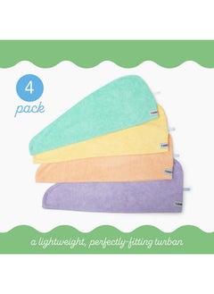 Turbie Twist Turbie Twist 4-Pack Microfiber Hair Towel for Beauty, Travel, Gifting - Wrap Turban for Straight, Wavy & Curly Hair - Premium Personal Care - Bermuda, Purple, Lilac & Lemon  - Image 3