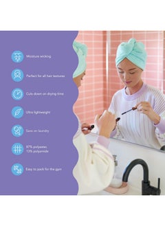 Turbie Twist Turbie Twist 4-Pack Microfiber Hair Towel for Beauty, Travel, Gifting - Wrap Turban for Straight, Wavy & Curly Hair - Premium Personal Care - Bermuda, Purple, Lilac & Lemon  - Image 2