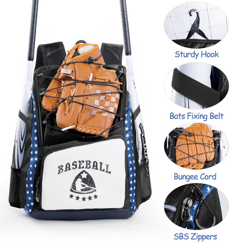 VIGEGARI Kids Baseball Bag for Boys 8-12 - Baseball Backpack for Boys 5-8 - Girls Softball Bag - Youth Baseball Bag for T-Ball, Softball Equipment, Baseball Gear, Bat Bag for Boys, Girls - Image 5