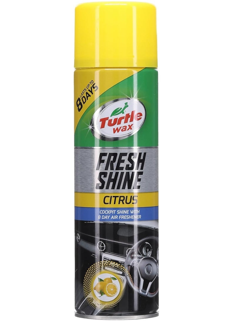 TurtleWax Dashboard and Interior Plastic Shine with Citrus Air Freshener – Lasts Up to 8 Days – 500ml 