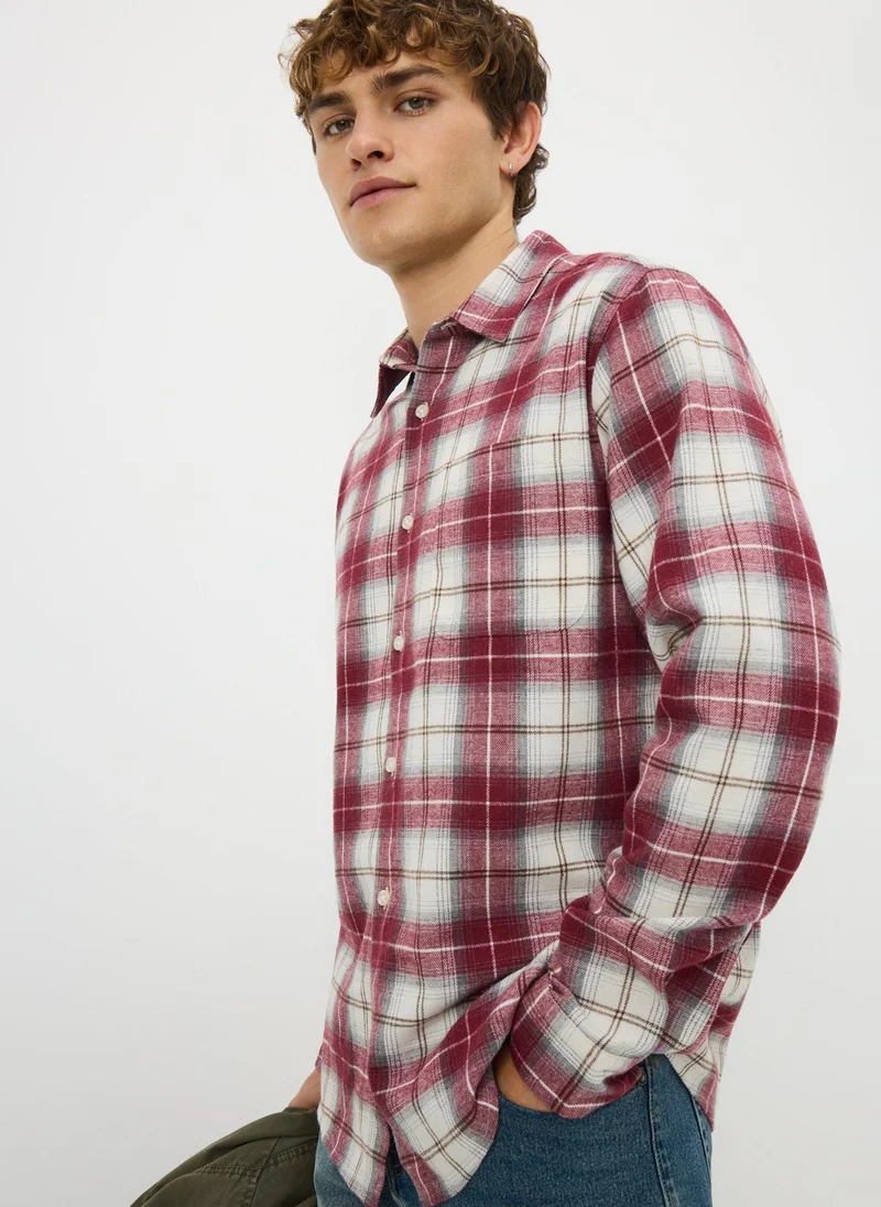 Matalan Burgundy Check Shirt