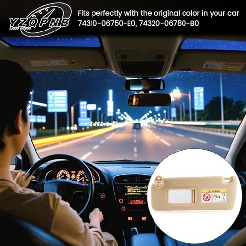 YZQPNB Sun Visor Compatible with 2009-2023 Toyota Land Cruiser Prado KDJ155/KDJ150 2010-2023 Lexus GX460 with Makeup Mirror Front Left Driver Side Replaces 74320-0G030-A0(Beige) - Image 3