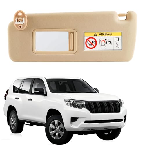 YZQPNB Sun Visor Compatible with 2009-2023 Toyota Land Cruiser Prado KDJ155/KDJ150 2010-2023 Lexus GX460 with Makeup Mirror Front Left Driver Side Replaces 74320-0G030-A0(Beige) - Image 1