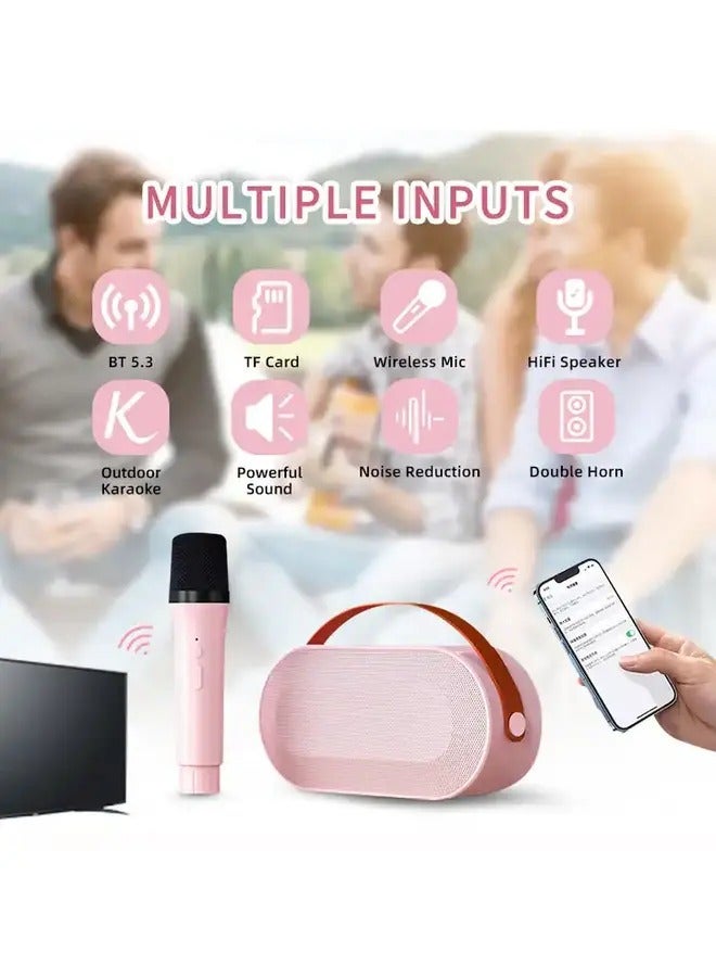 MYK Mini Karaoke Machine, Portable Karaoke Microphone Speaker For Kids And Adults, 2 Karaoke Microphones Wireless, Birthday Gifts For Girls Boys Family  - Image 4