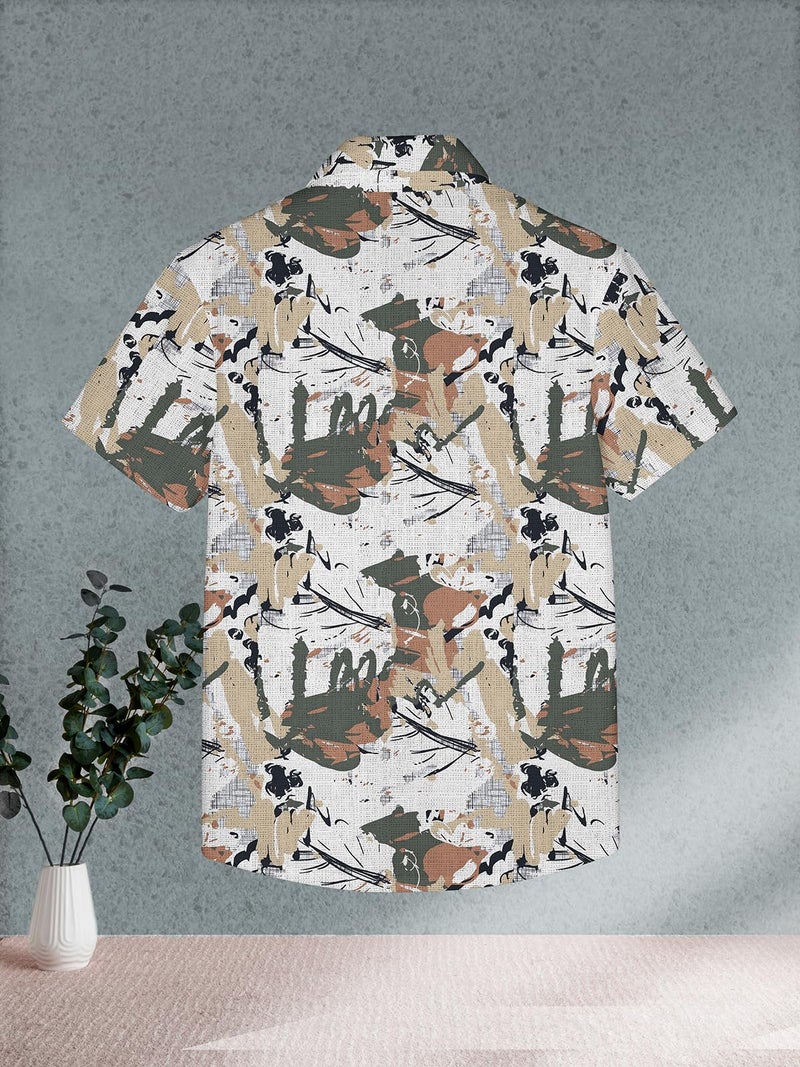 HELLCAT Trendy Regular Fit Printed Causal Half Sleeve Shirt for Boys Beige 3-4 Years - Image 3