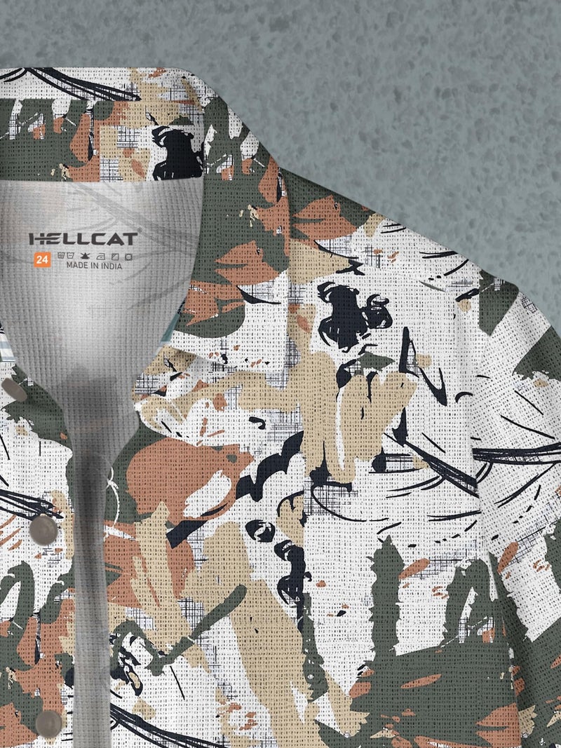 HELLCAT Trendy Regular Fit Printed Causal Half Sleeve Shirt for Boys Beige 3-4 Years - Image 4