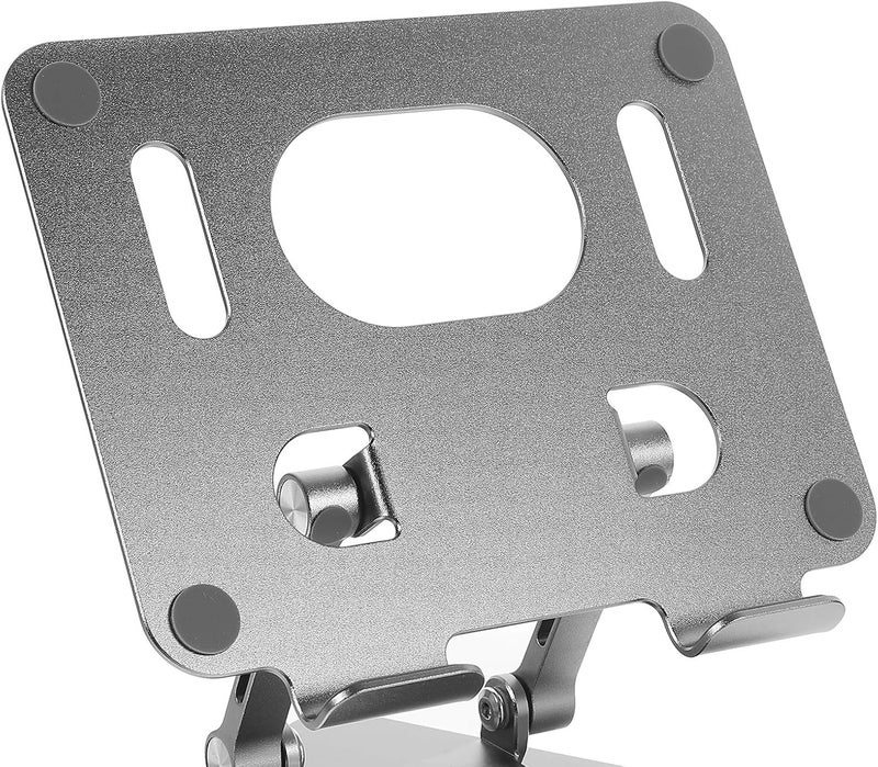 Adjustable Aluminum Tablet Holder Stand 360° Rotatable Foldable Desktop Bracket Compact Tablet Holder for Home and Kitchen Use, Gray - Image 3