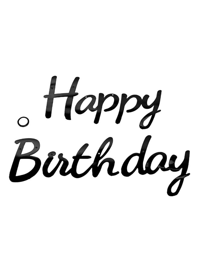 Goldedge Black Shiny Foil Cursive Happy Birthday Banner - 2 Meter Long with Matching String, Perfect for Elegant Celebrations  - Image 1