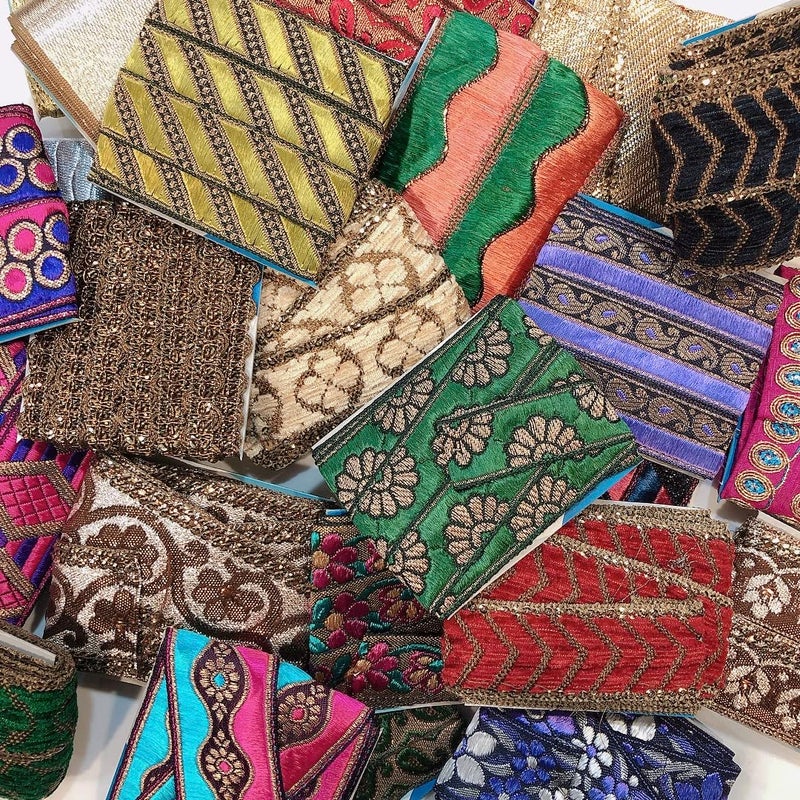 Lami - Assorted Ribbons, Laces, Craft Wrapping Material, Sewing Hobby Material, DIY, Gift Wrapping, Home Decore Material Pack, Bow Making Decorative Supplies, Ribbons Lace Trim Combo Pack of 20 - Image 1