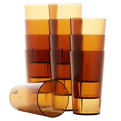 Avant Grub Restaurant Grade, BPA-Free 12oz Amber Plastic Cups 12pk. Super Durable, Break Resistant Drinking Glasses for Cafe, Party, Catering. Reusable, Stackable Tumblers with Textured Grip Design - Image 2