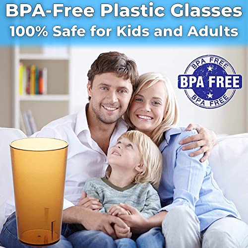 Avant Grub Restaurant Grade, BPA-Free 12oz Amber Plastic Cups 12pk. Super Durable, Break Resistant Drinking Glasses for Cafe, Party, Catering. Reusable, Stackable Tumblers with Textured Grip Design - Image 4