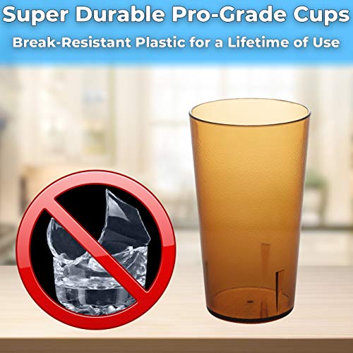 Avant Grub Restaurant Grade, BPA-Free 12oz Amber Plastic Cups 12pk. Super Durable, Break Resistant Drinking Glasses for Cafe, Party, Catering. Reusable, Stackable Tumblers with Textured Grip Design - Image 3