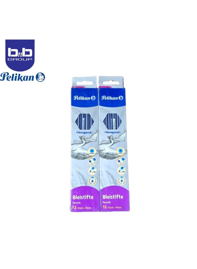 Pelikan HB Hexagonal Wooden Pencils, 4-Pack,Each box 12pcs Non-Toxic and Eco-Friendly, Perfect for Kids & Students, Smooth Writing for School & Drawing - Image 1
